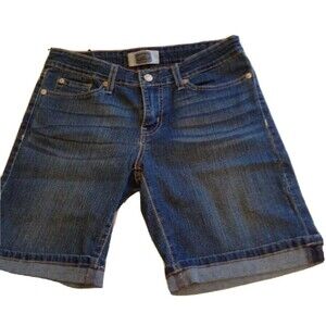 @ Levis Signature Womens Bermuda Shorts Sz 4 Walking Shorts Cuffed Denim (BG)